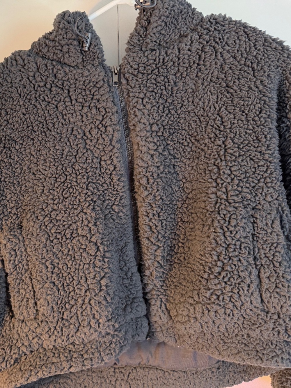 RSQ grey sherpa zip up sweater with hood